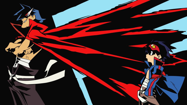 Anime characters red capes black free wallpaper for desktop - medium preview image