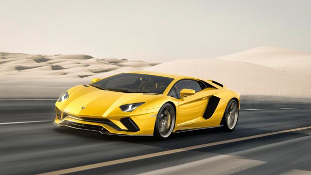 Yellow sports car desert road #3 free wallpaper for desktop - medium preview image