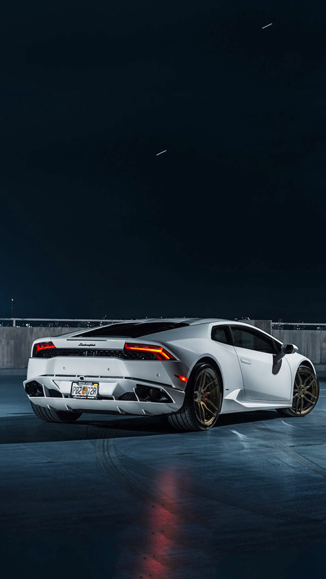 White sports car full moon free wallpaper for mobile - medium preview image