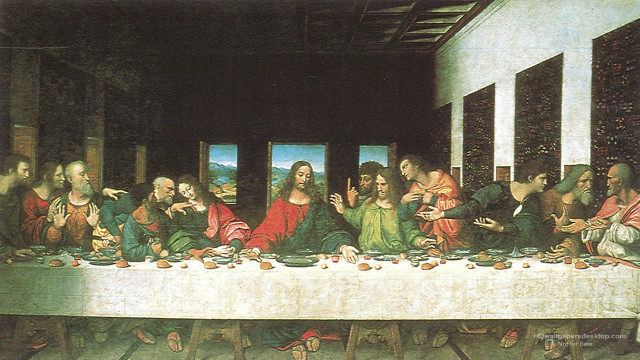 Renaissance painting group people eating free wallpaper for desktop - medium preview image