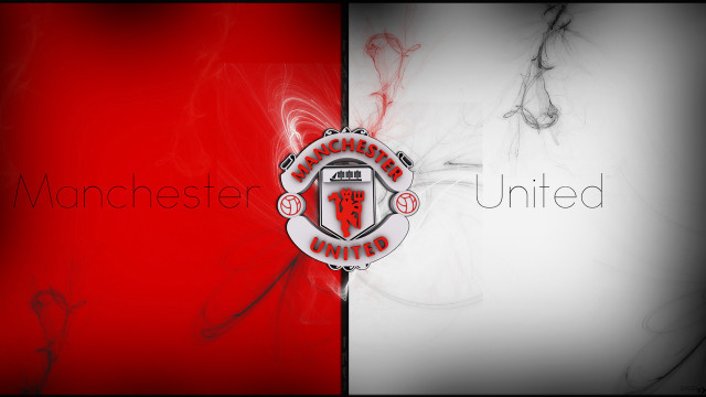 Manchester united logo red white free wallpaper for desktop - medium preview image