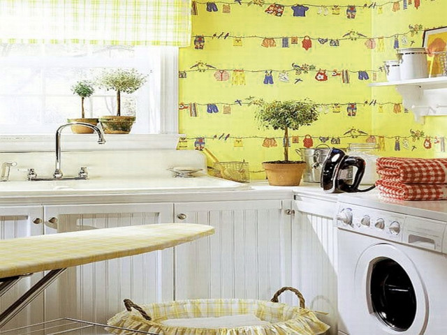 Kitchen washing machine window yellow free wallpaper for desktop - medium preview image