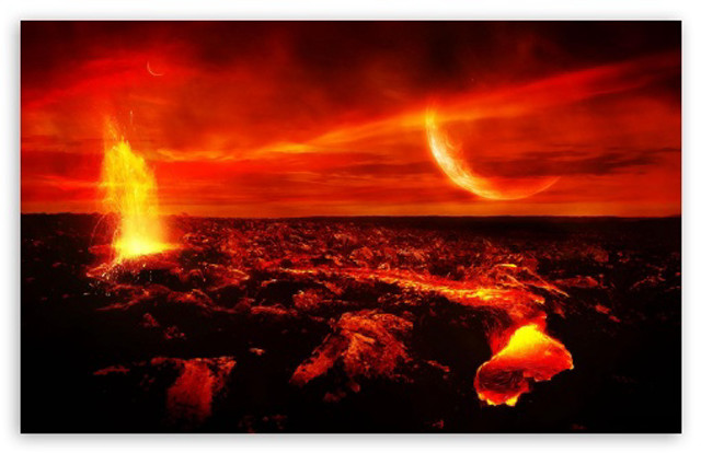 Red sky fire lava bright free wallpaper for desktop - medium preview image