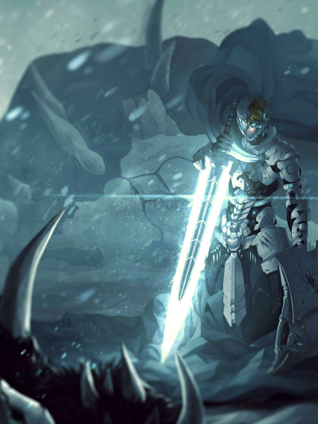 Man sword demon horns head free wallpaper for mobile - medium preview image