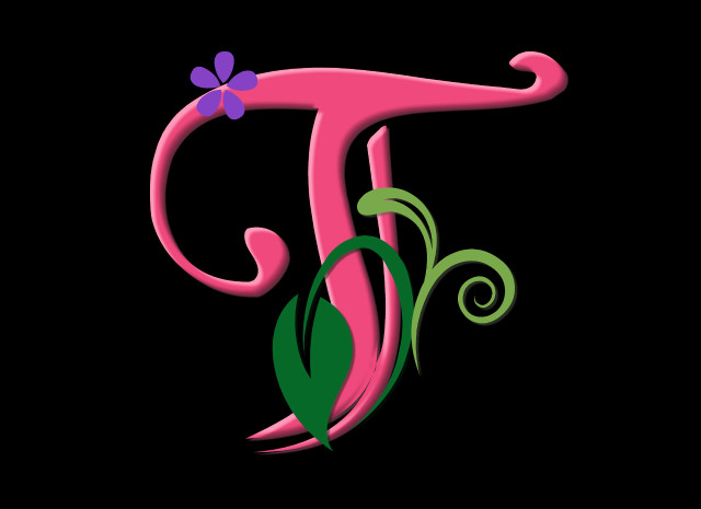 Pink letter t flower green free wallpaper for desktop - medium preview image