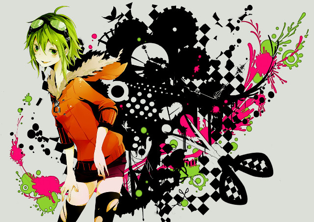 Green hair woman red shirt free wallpaper for desktop - medium preview image