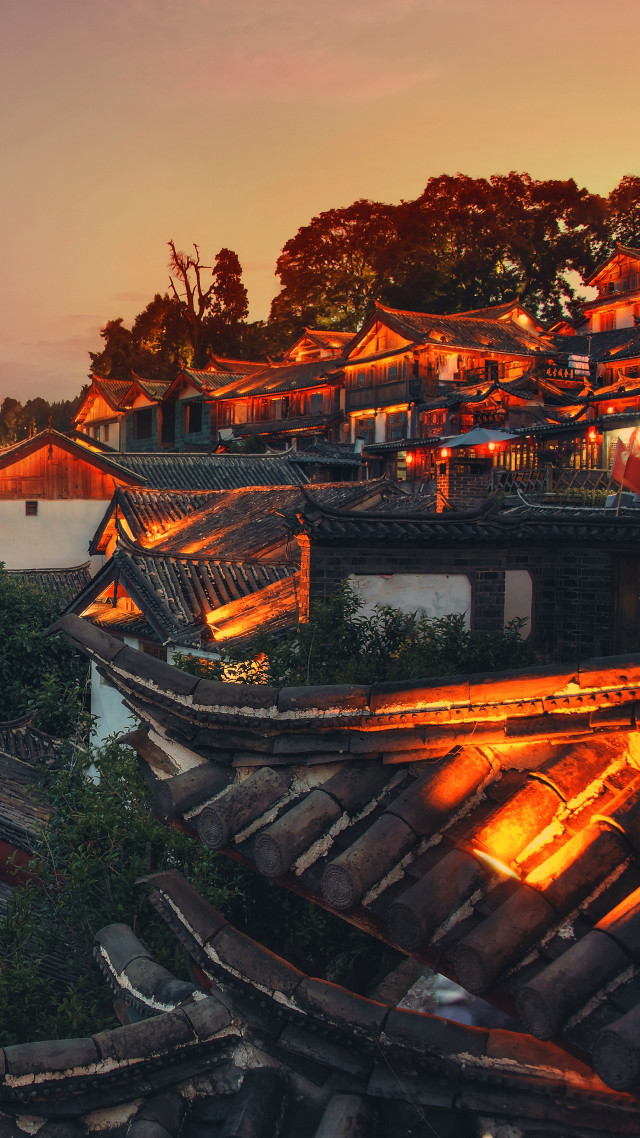 City night view bright lights free wallpaper for mobile - medium preview image