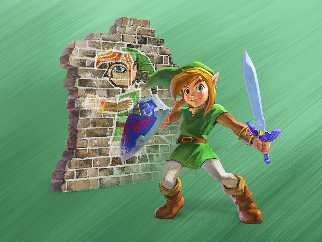 Cartoon link brick wall sword free wallpaper for desktop - medium preview image