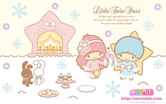 Cartoon couple wine glass snowflakes free wallpaper for desktop - medium preview image