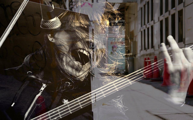 Person holding guitar window microphone free wallpaper for desktop - medium preview image