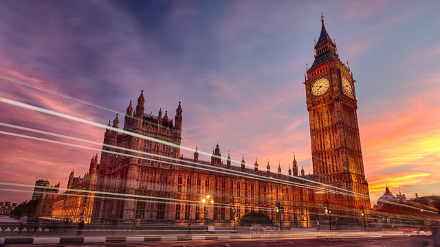Clock tower sunset long exposure free wallpaper for desktop - medium preview image