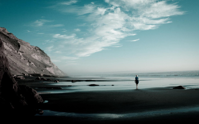 Beach cliff water sky clouds #2 free wallpaper for desktop - medium preview image