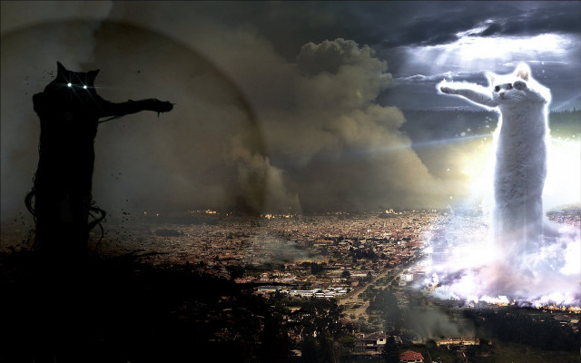 Cat hill city cloudy sky free wallpaper for desktop - medium preview image