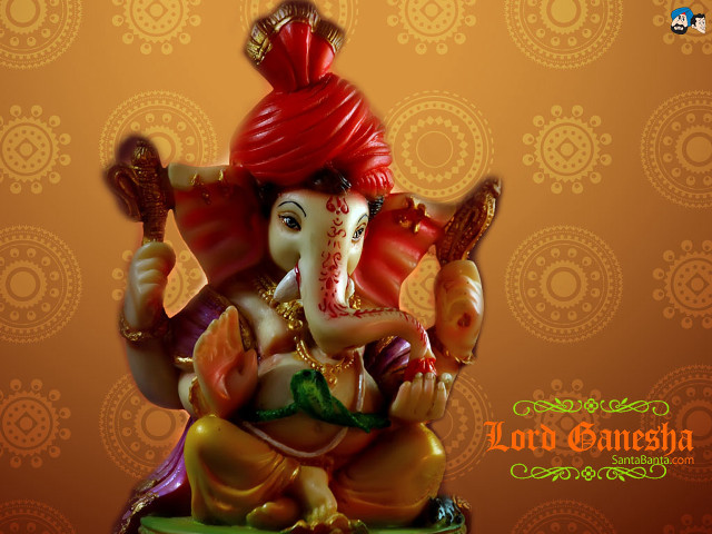 Ganesha red turban statue image free wallpaper for desktop - medium preview image