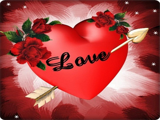 Red heart roses arrow love free wallpaper for desktop - medium preview image