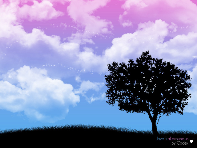 Tree field sky clouds stars free wallpaper for desktop - medium preview image