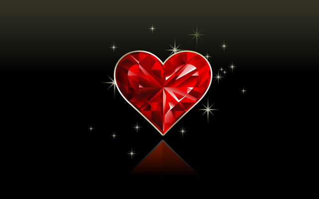 Red heart diamond black background free wallpaper for desktop - medium preview image