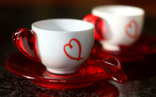 Cups hearts red saucer red free wallpaper for desktop - medium preview image