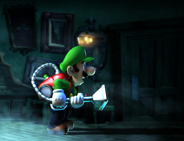 Luigi hammer dark room fireplace free wallpaper for desktop - medium preview image
