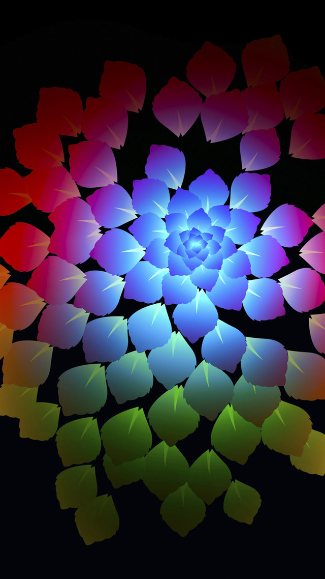 Colorful flower rainbow center black free wallpaper for mobile - medium preview image