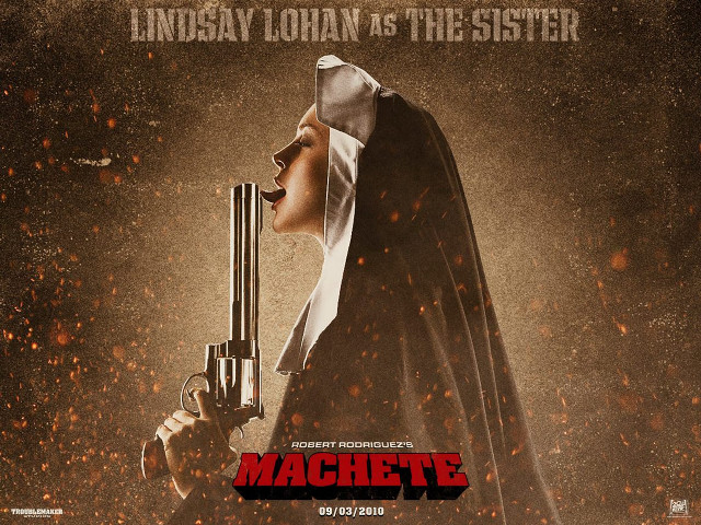 Machete nun gun poster pointing free wallpaper for desktop - medium preview image