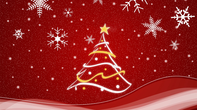 Christmas tree snowflakes red background #4 free wallpaper for desktop - medium preview image