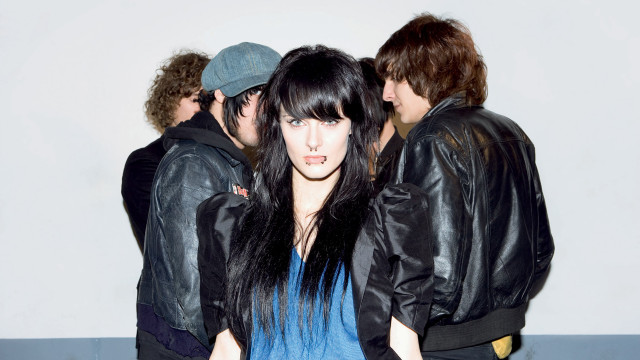 Woman black hair group leather free wallpaper for desktop - medium preview image