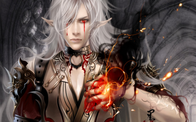 White haired red eyed demon free wallpaper for desktop - medium preview image