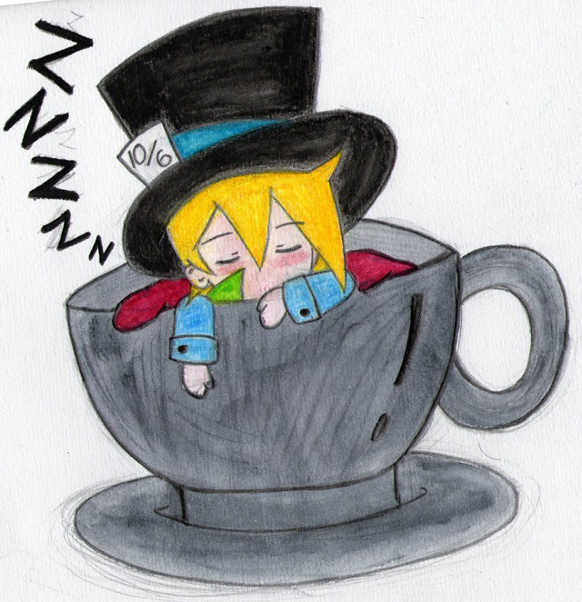 Couple teacup hat drawing caption free wallpaper for tablet - medium preview image