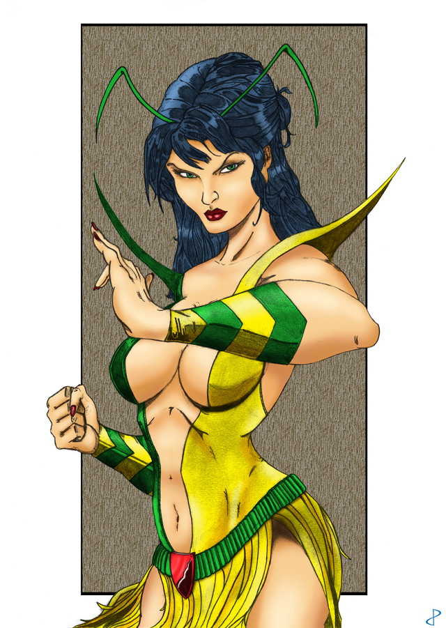 Woman yellow green outfit horns free wallpaper for mobile - medium preview image