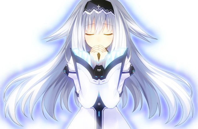 Anime girl white hair blue #2 free wallpaper for desktop - medium preview image