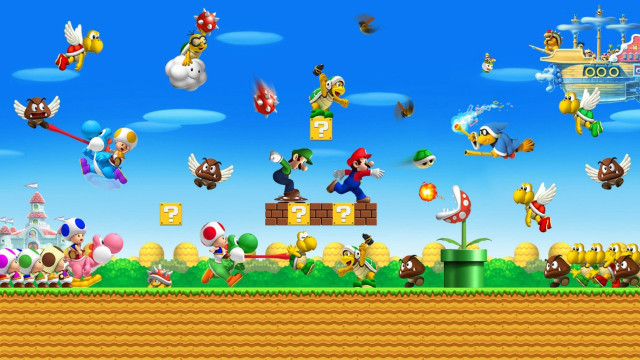 Mario characters sky background clouds #2 free wallpaper for desktop - medium preview image