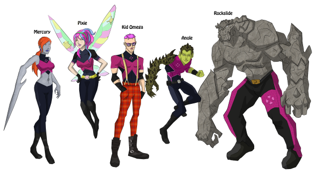 Cartoon characters group white black free wallpaper for desktop - medium preview image