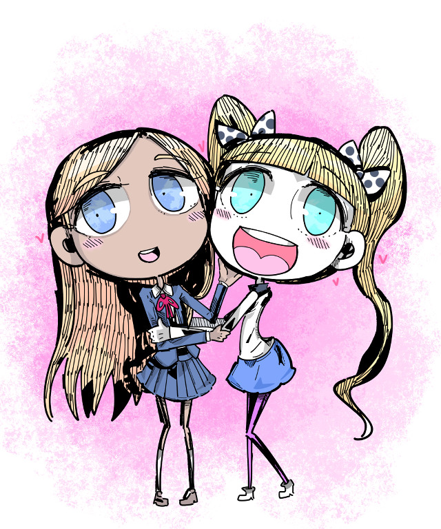 Cartoon girls blue eyes long free wallpaper for mobile - medium preview image