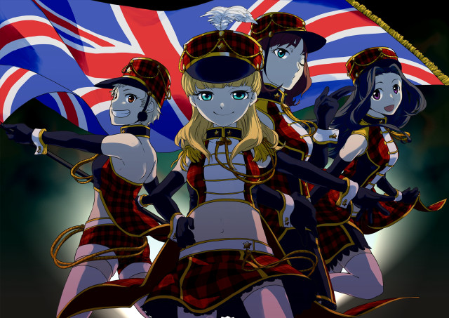 Women costume british flag group free wallpaper for desktop - medium preview image