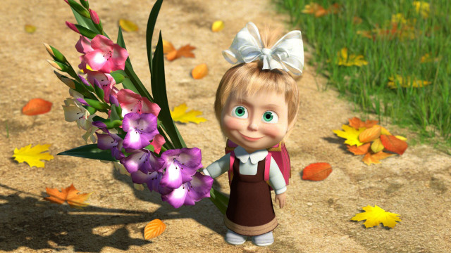 Cartoon girl bouquet flowers dirt #2 free wallpaper for desktop - medium preview image