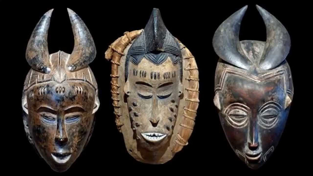 Three masks with horns faces free wallpaper for desktop - medium preview image