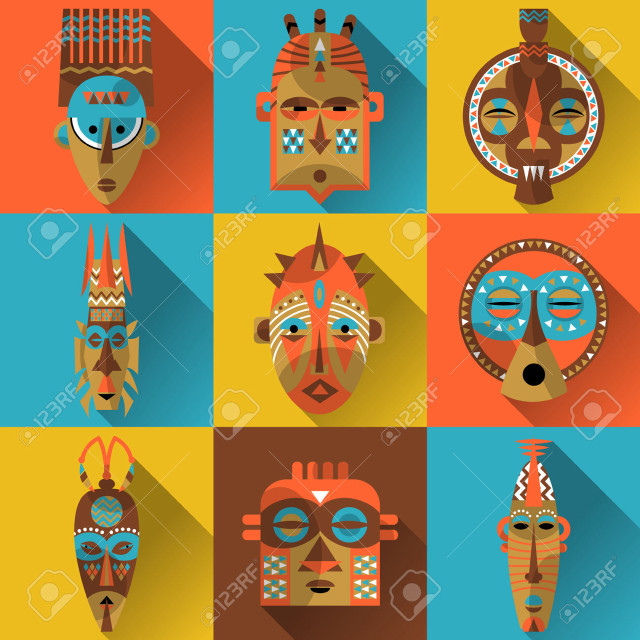 African masks different designs stock free wallpaper for tablet - medium preview image