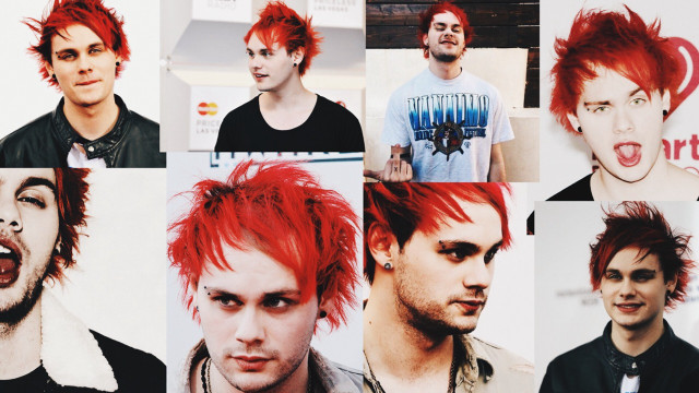 Red hair piercings man collage free wallpaper for desktop - medium preview image