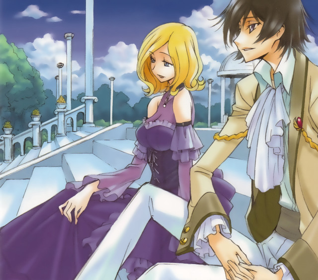 Man woman bench building sky free wallpaper for tablet - medium preview image