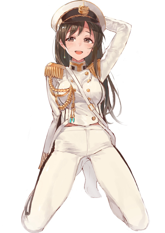 Woman uniform hat arms behind free wallpaper for mobile - medium preview image