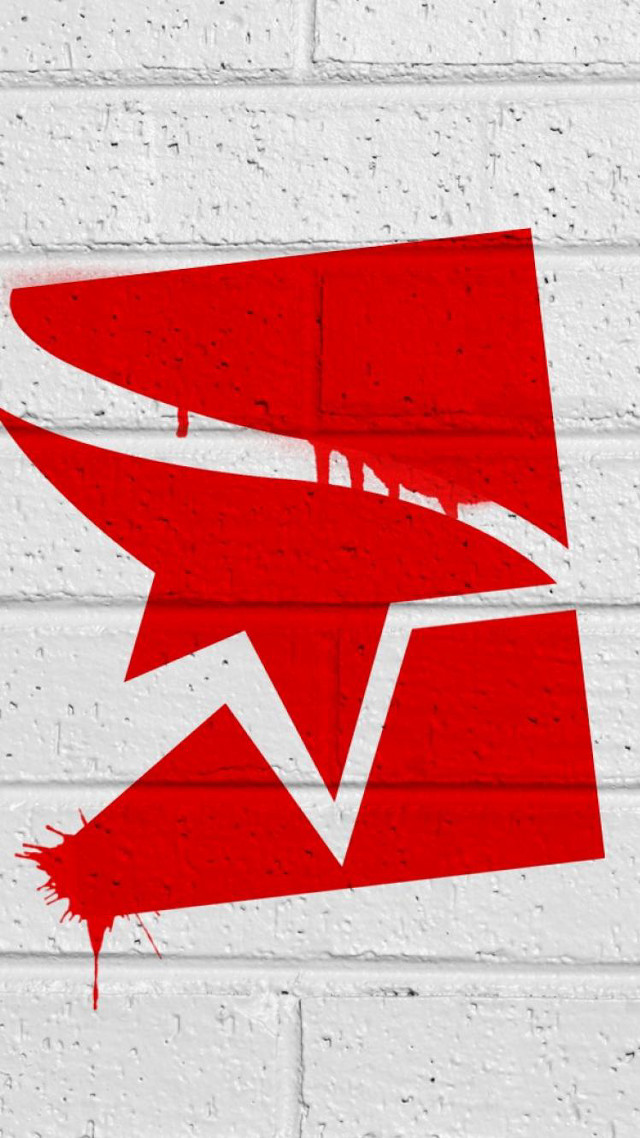 Red brick arrow graffiti blood free wallpaper for mobile - medium preview image