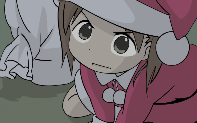 Girl santa hat lying hand free wallpaper for desktop - medium preview image