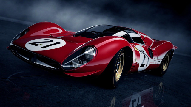 Red race car dark room #2 free wallpaper for desktop - medium preview image