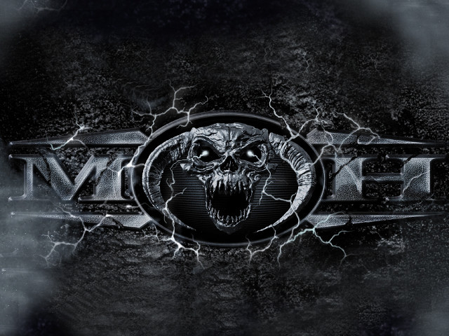 Skull logo lightning bolts black free wallpaper for desktop - medium preview image