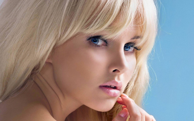 Blonde haired blue eyed figurative free wallpaper for desktop - medium preview image