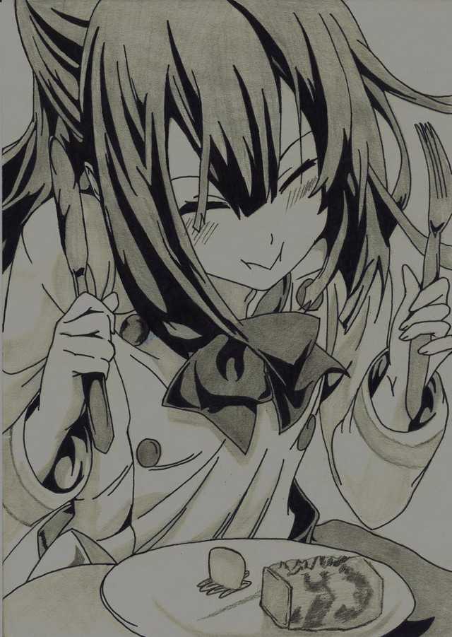 Girl eating cake with fork free wallpaper for mobile - medium preview image