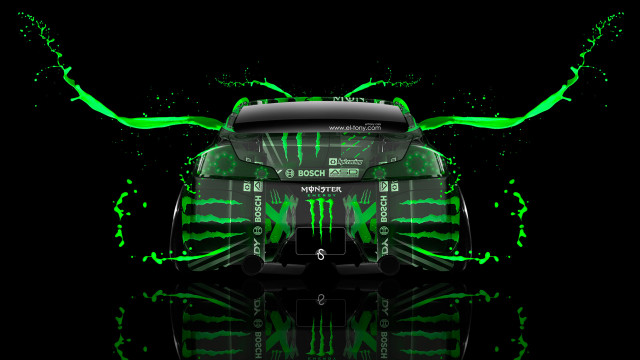 Green car wings hood black free wallpaper for desktop - medium preview image