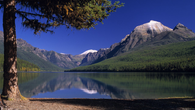 Lake mountains trees clear sky #5 free wallpaper for desktop - medium preview image