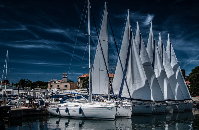 Sailboat docked harbor boats background free wallpaper for desktop - medium preview image